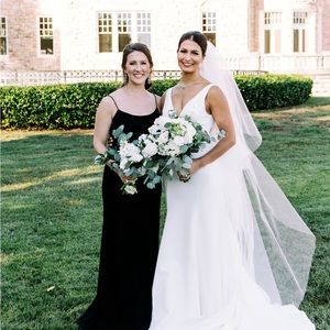 Black bridesmaid dress. After Six style 6822.